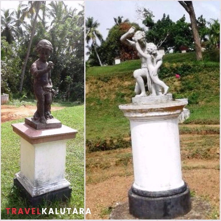 Statues of children in the front garden 