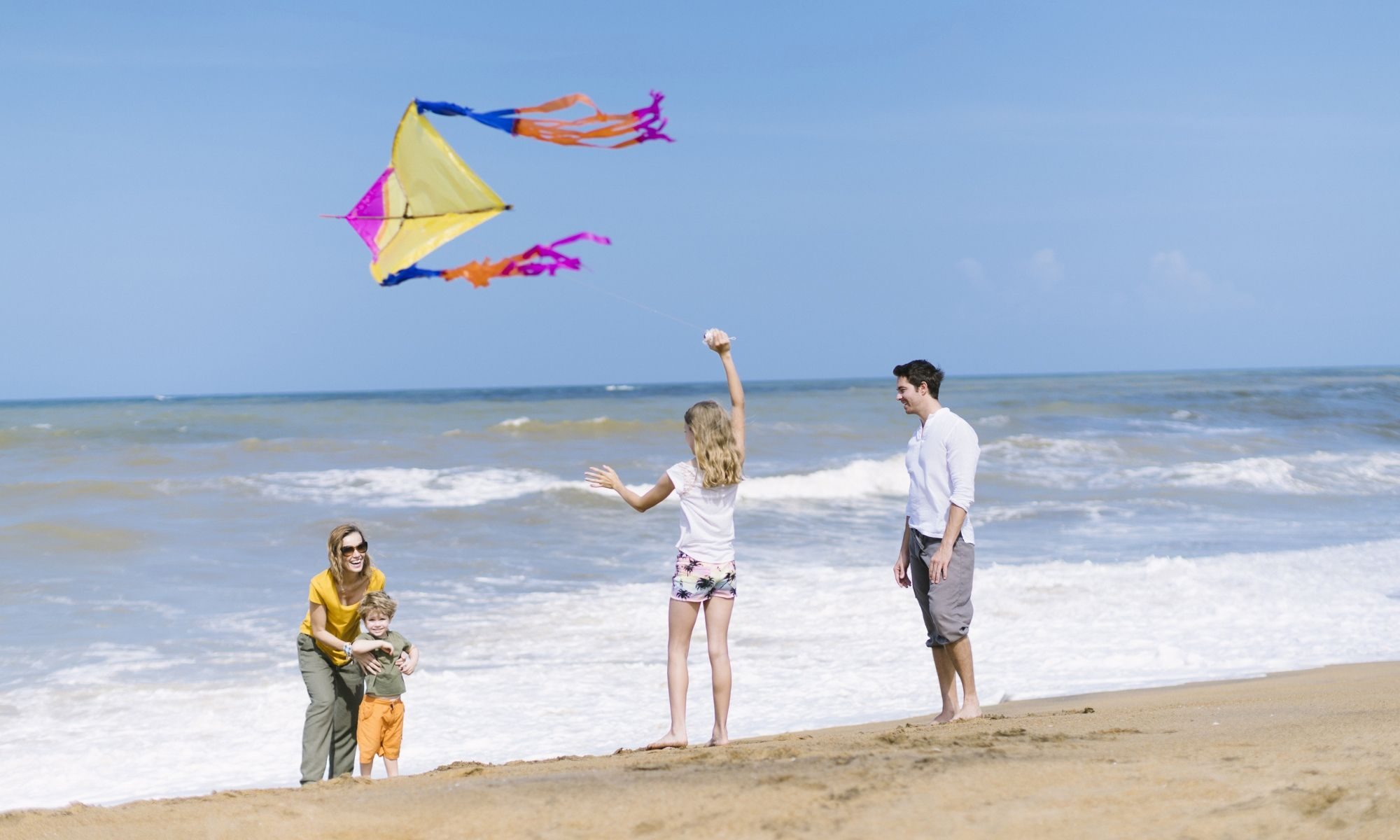 flying kites with family in kalutara