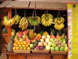 fruit stalls selling tropical fruits